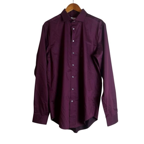 NWT! Calvin Klein maroon infinite non iron button down shirt - Picture 1 of 12